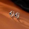 thumbnail image 4 of 925 Sterling Silver Black Heart Hoop Earrings for Women Teens Heart Huggie Earrings Hoop, 4 of 7