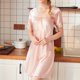 thumbnail image 3 of Summer Nightgown For Womens Ice Silks Lace V-neck Short Sleeve Nightdress Sleepdress Home Casual1026 Lotus RootL, 3 of 5