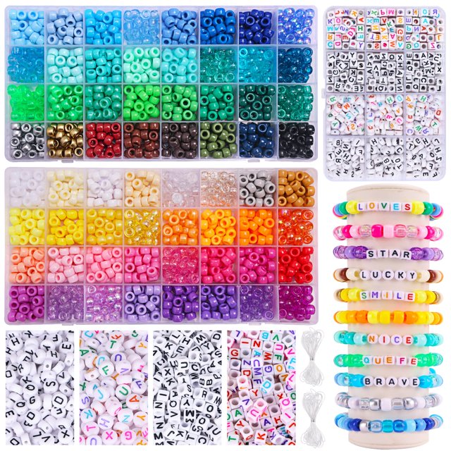 Craft Kit de cuentas QUEFE Rainbow Pony con cuentas con letras, 2350 unidades