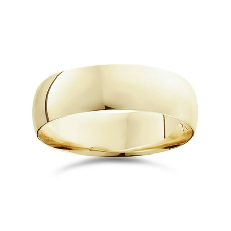 High Polished Dome - High Polished 7MM Dome Mens Wedding Band Ring 10K Yellow Gold