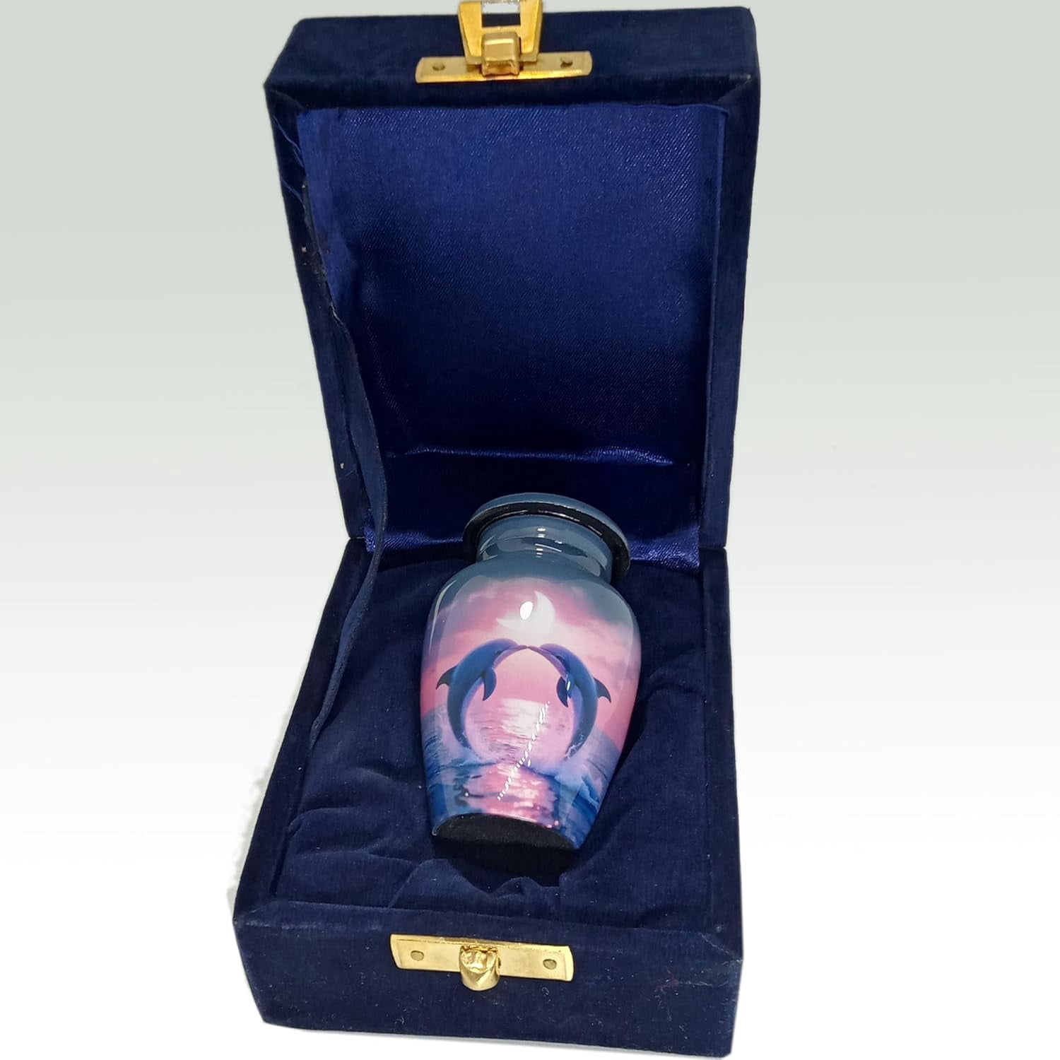 UR Keepsake Urn –Two Beautiful Playing Dolphins Making a Heart Keepsake Cremation Urn for Human Ashes with Velvet Box & Velvet Bag-Mini Keepsake Urn - Affordable Keepsake Urn (3 cu.in)