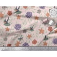 thumbnail image 3 of Soimoi Pink polyester Crepe Fabric Flying Bird & Floral Printed Fabric 1 Yard 42 Inch Wide, 3 of 3