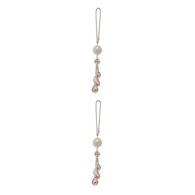 stanreset Rearview Mirror Accessories Crystal Ball Pendant Jewelry Sparkling Stainless Steel Ornament Car Decorations Interior pink 2Set