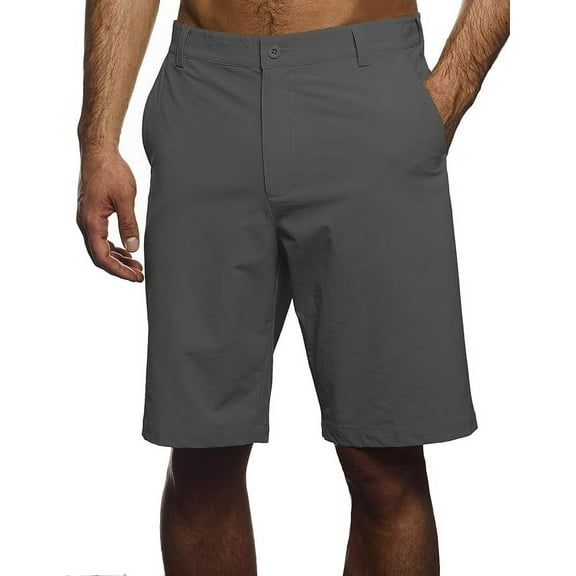 Pro Celebrity Men's Fishing Shorts Lightweight Polyester Thin Flat Front (Graphite, 38)