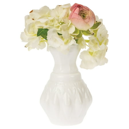 Hobnail Milk Glass Bud Vase Vintage Milk Glass Vase (4-Inch, Bernadette Mini Ribbed Design, White) - Decorative Flower Vase - For Home Decor, Party Decorations, and Wedding Centerpieces ()