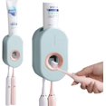 thumbnail image 1 of Dispensador de pasta de dientes 2 en 1 para montaje en pared, exprimidor de pasta de dientes manos libres para niños, soporte para cepillo de dientes eléctrico para baño, 1 of 6