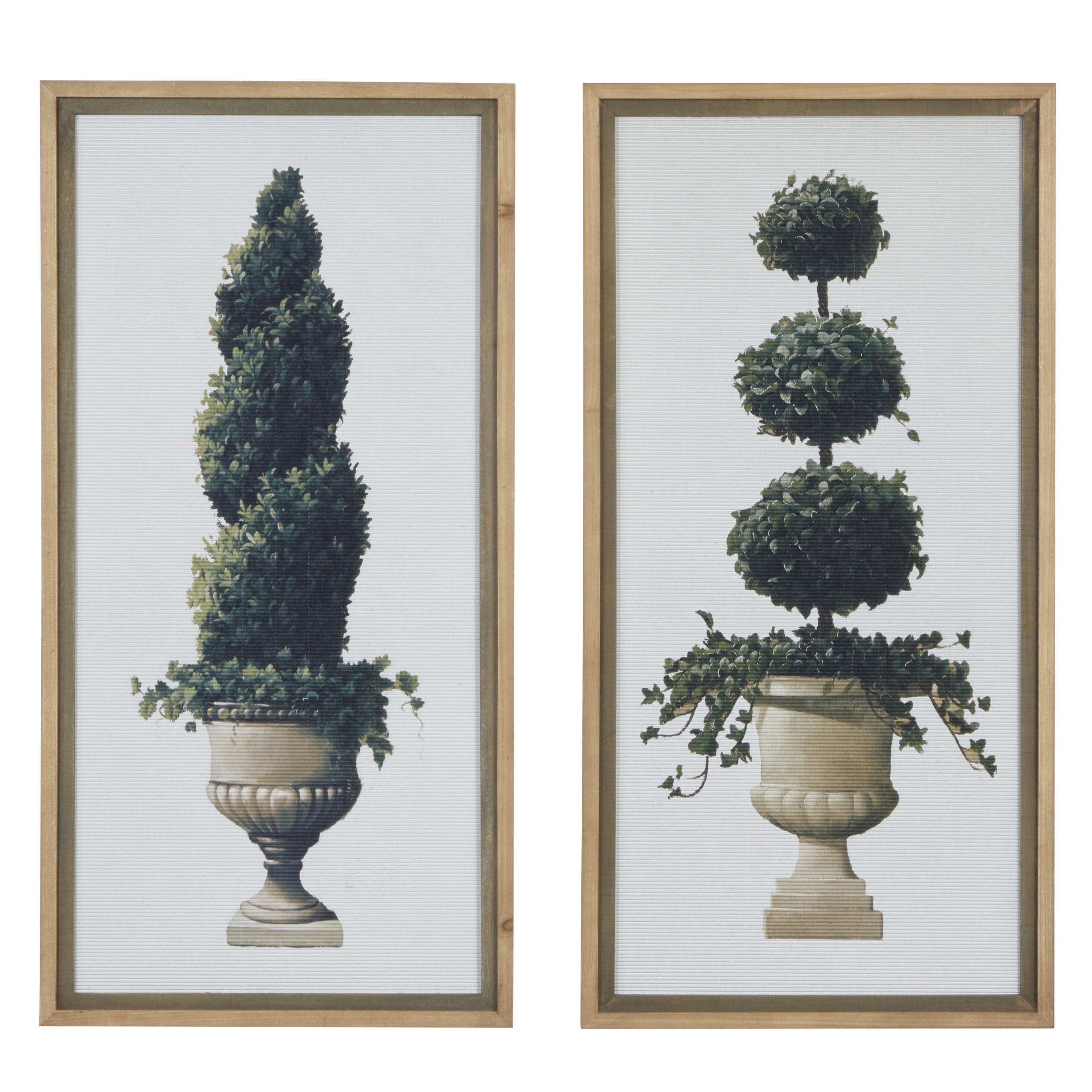 Decmode 61471 Tall Rectangular Botanical Wood Framed Wall Décor, Set Of