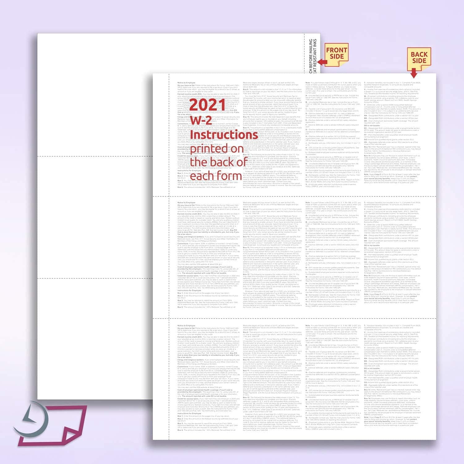 100 Self Seal Envelopes, Designed to fit 2021 3-up Laser W-2 Forms,  Horizontal Format - Walmart.com