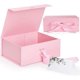 thumbnail image 1 of Plegable Magnética Caja de Regalo con Cinta, Caja de Regalo con Lazo de Satén 11.4x8.6x4.1 Inches para Boda, Embalaje, Regalo, Cumpleaños, Navidad, Fiesta (Rosa), 1 of 5