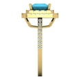 thumbnail image 3 of 2.07 ctw with Simulated Diamond Halo Accents Anniversary Ring for Women | Princess Cut Simulated Turquoise | Hyperallergenic Solid 18K Yellow Gold, 3 of 5