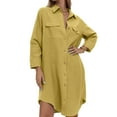 thumbnail image 2 of BLVB Womens Oversized Button down Shirts Casual Loose Long Sleeve Solid Lapel Long Blouses Tops Beach Cover Ups with Pockets, 2 of 7