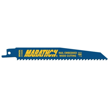 Irwin Marathon Nail Embedded Wood Cutting Reciprocating Blades, 6 in x 0.738 in, 6 TPI, (Best Reciprocating Saw Blades For Nails)