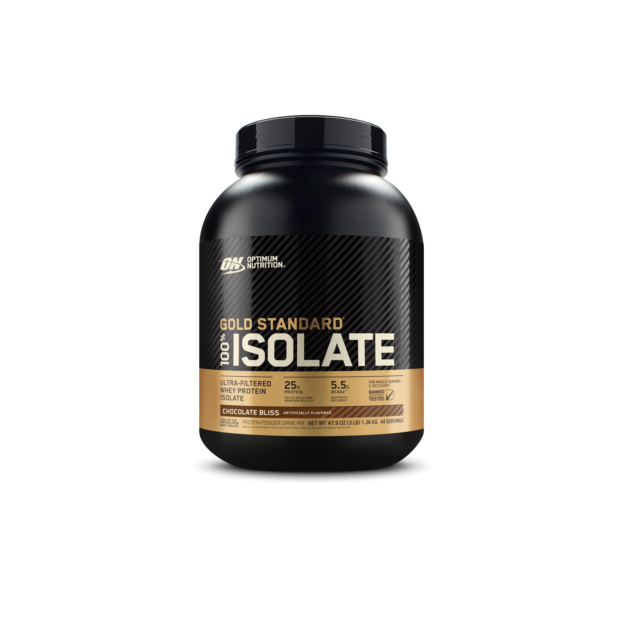 Optimum Nutrition Gold Standard 100% Isolate, Protein Powder, Chocolate Bliss, 3 Pounds, 44 Servings. Whey Protein Isolate (Packaging May Vary)