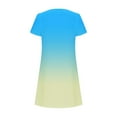 thumbnail image 4 of Cagogo Summer Midi Sun Dresses for Womens Flowy Keyhole Short Sleeve Knee Length Beach Party Dresses Floral Gradient Color Crew Neck Casual Plus Size Wedding Guest Dress, 4 of 5