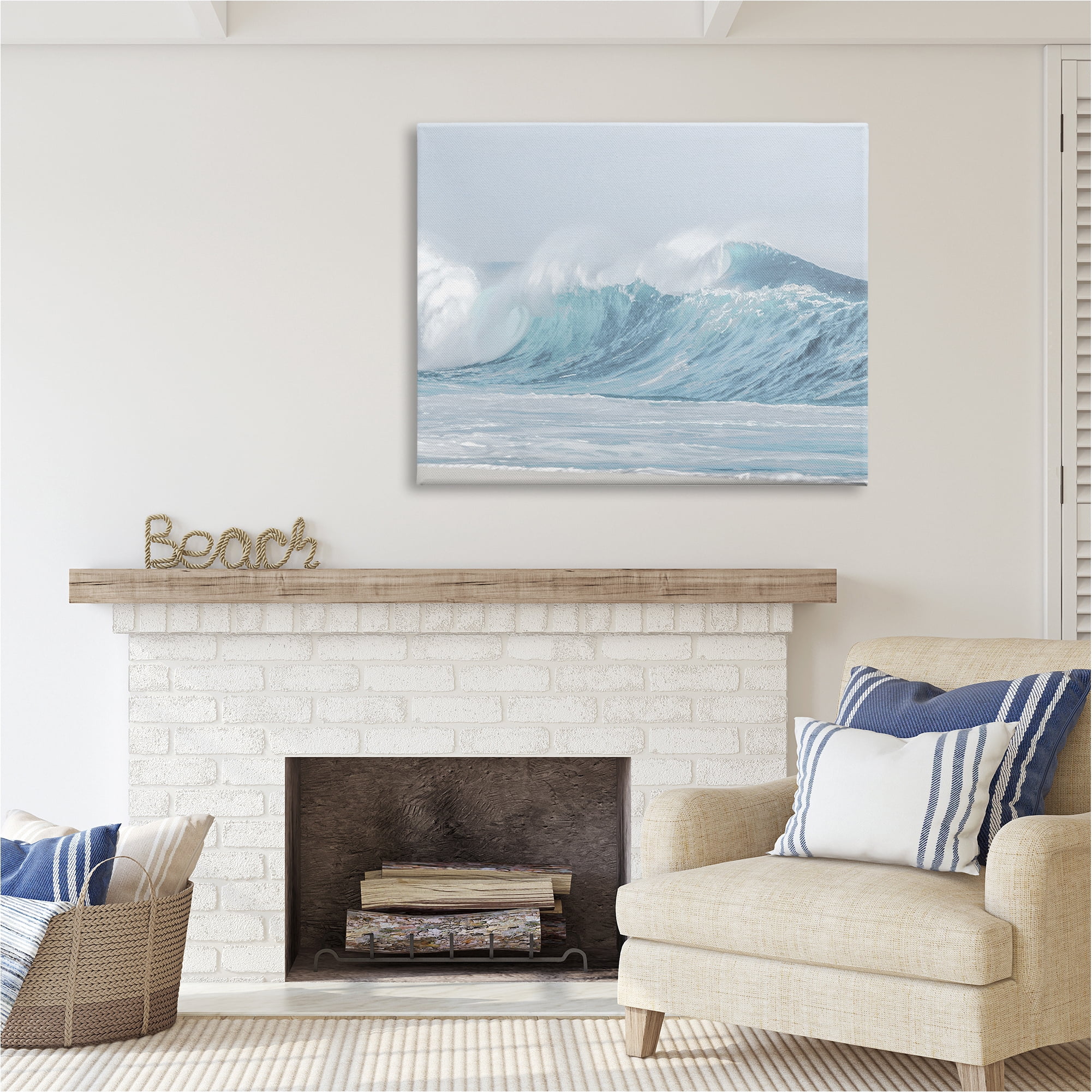 Stupell Industries Ocean Tsunami Waves Landscape Photography Gallery Wrapped Canvas Art Print Wall Art, 48 x 36