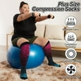 thumbnail image 2 of Hengguang 3 Pairs Plus Size Compression Socks for Women & Men, 20-30 mmHg Wide Calf Extra Large Knee High Flight Socks Compression Stockings for Circulation Support（4xl）, 2 of 7