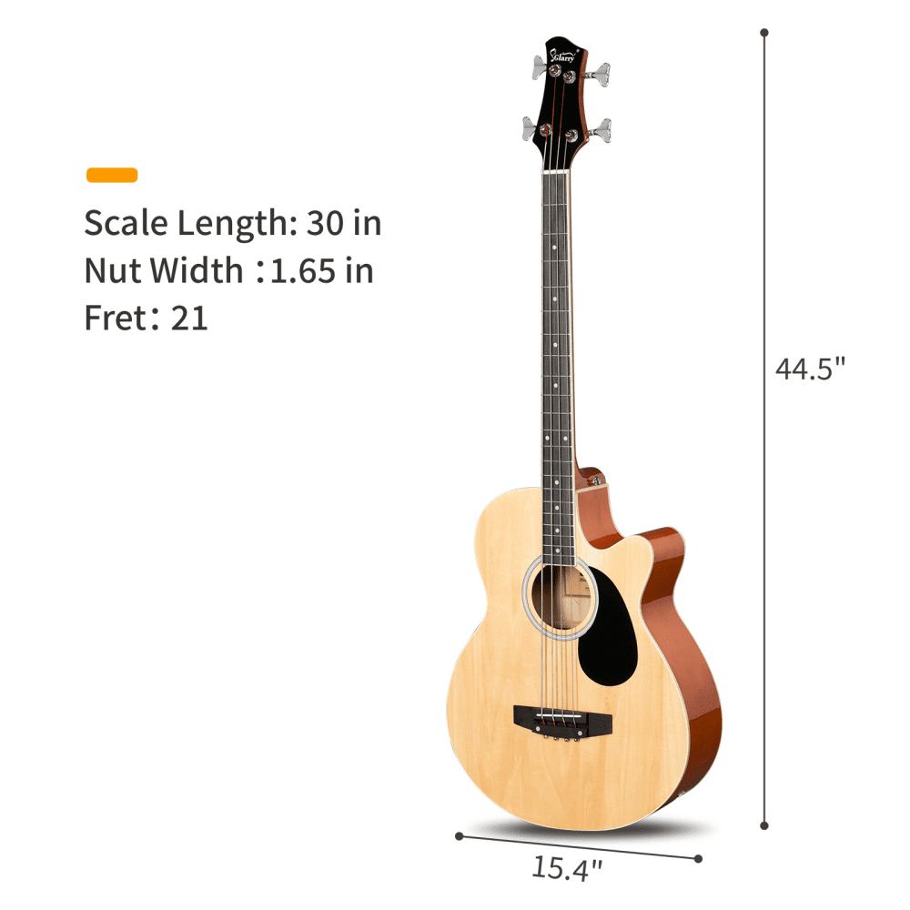 Tcbosik 4 String Acoustic Bass Guitar with Equalizer, Full Size Bass Guitar Kit with Portable Guitar Bag, Premium Cable, Wrench, Strap, Plectrum, Burlywood