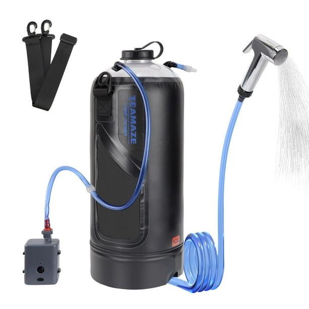 Bolsa solar portátil para ducha Teamaze de 12 litros con bomba automática