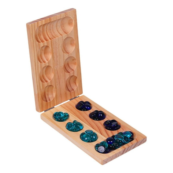 Xuanheng Wood Mancala Board Game Classic 2 Player Game 48 Beads for Travel Kids Party