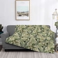 thumbnail image 2 of Zufioo Tropical Plants Green Print Horizontal Flannel Blanket, Anti-wrinkle, Anti-shrinkage, Anti-allergic Plush Blanket, Household Items Suitable for Bedroom-60"x50", 2 of 6