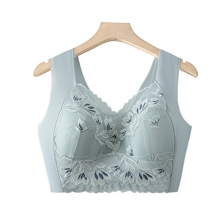 Womens Bras Clearance under $5! Xqxayjr Women s Wireless Bra Comfort Full-Coverage Wirefree Bra Floral Lace Wide Strap Plus Size Bra Supportive No Wire Push Up Bras Minimizer Mothers Day Gifts