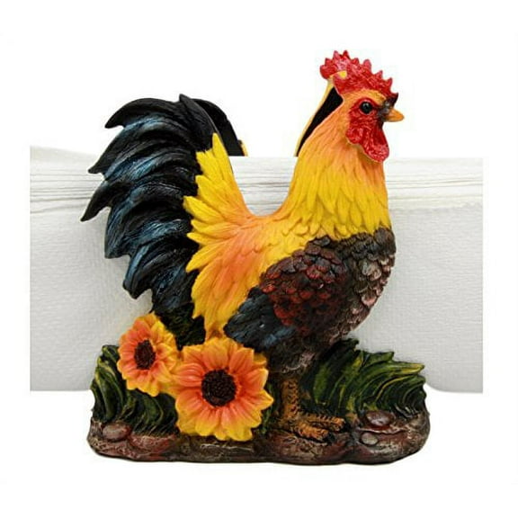 Atlantic Collectibles Farm Morning Crow Rooster Dinner Napkin Holder Figurine 6" Tall