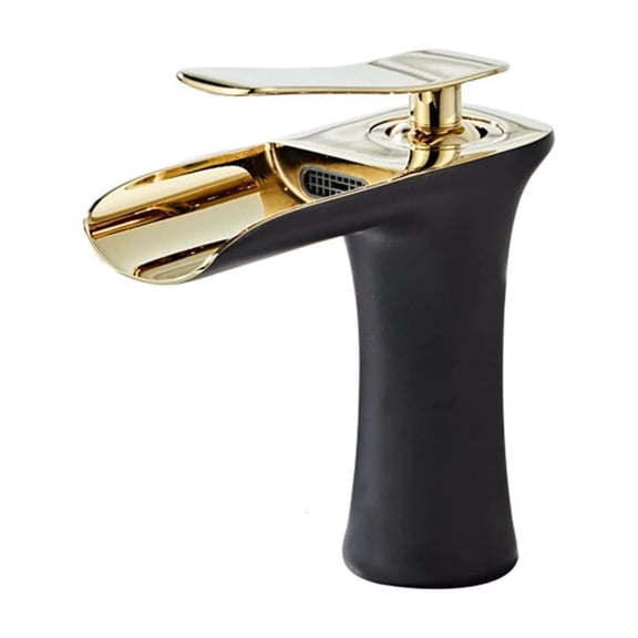 Robinet de Lavabo Blanc Chrome, Mitigeur d'Évier de Salle de Bain à Cascade Monté sur Comptoir, Robinet d'Eau Chaude et Froide à une Poignée, Facile à Installer