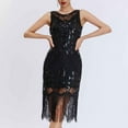 thumbnail image 7 of Oplxuo Women's Tassel Hem Flapper Dresses 1920s Sequin Fringed Great Gatsby Party Dress Roaring 20s Cocktail Dance Dress, 7 of 7