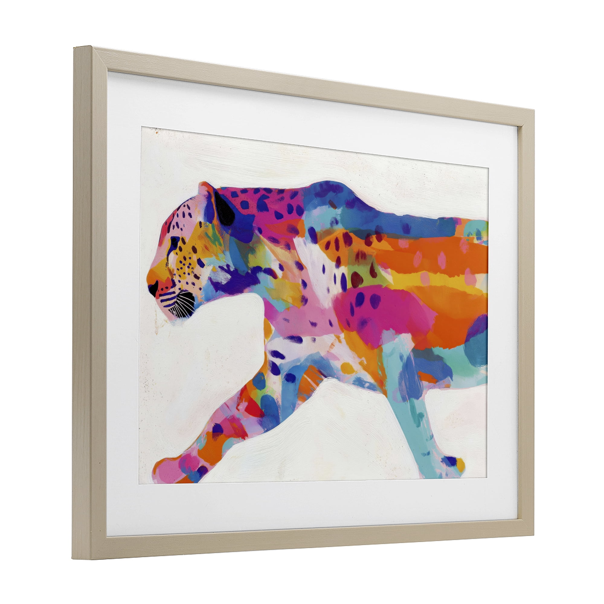 Stupell Industries Vibrant Hued Cheetah In Motion Birch Framed Print Under Glass, design by Chromatic Storm Studio