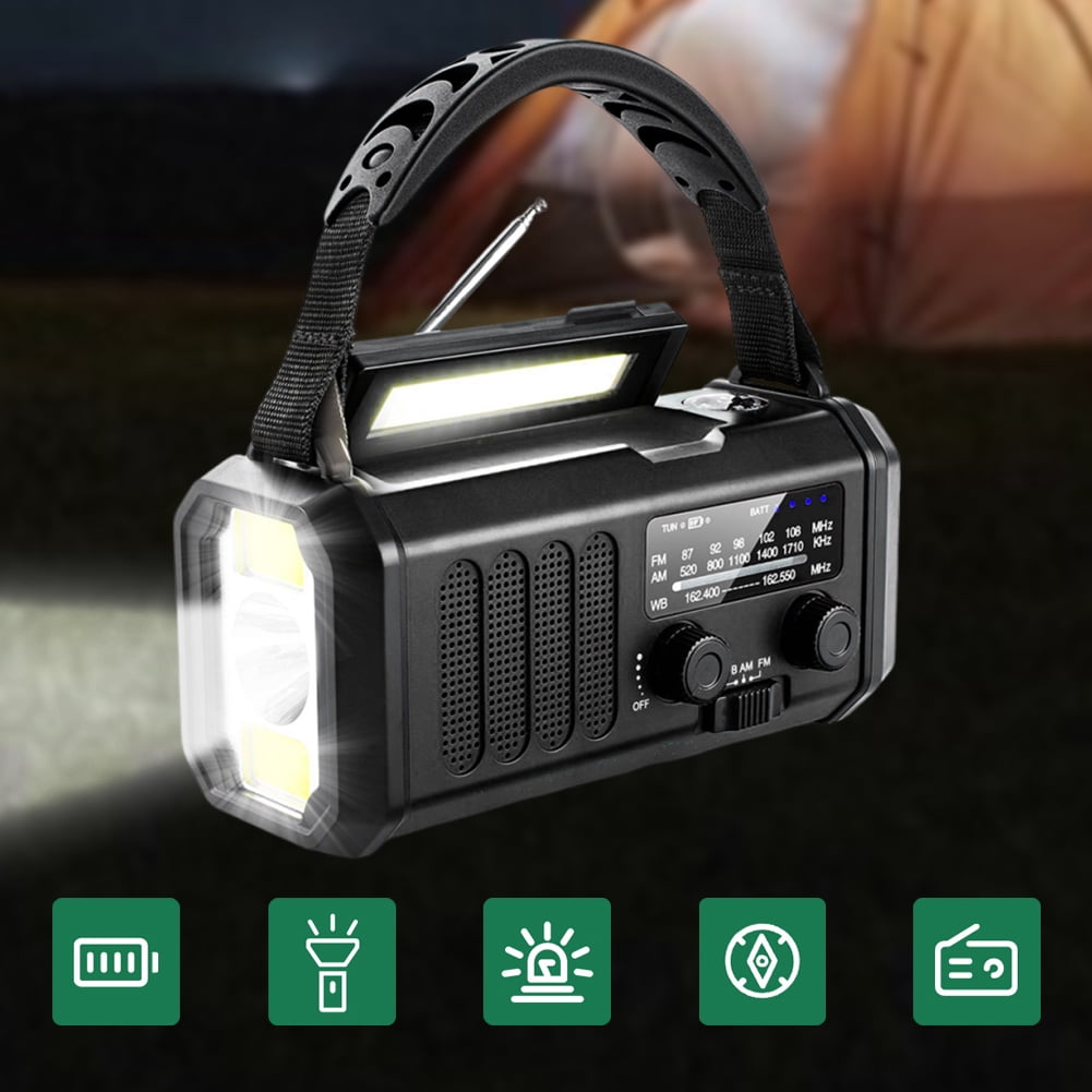 HUISZJ Solar Powered Radio, Emergency Hand Crank Radio with Flashlight Reading Lamp, Portable Weather Radio AM/FM Survival Radio for Outdoor Camping Emergency