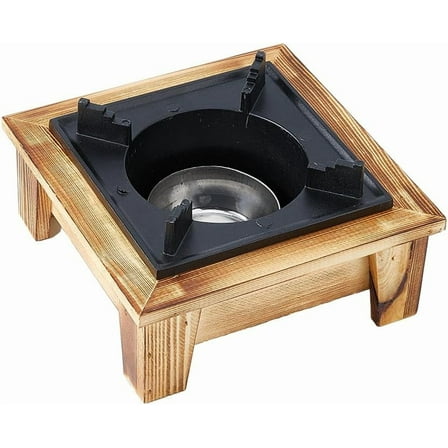 Barbecue Camp Stove 7.3x7.2inch Portable Alcohol Stove with Wooden Shelf Outdoor Cooking Furnace Family Picnic Stove Suitable for Soup Pot Baking Tray Kettle