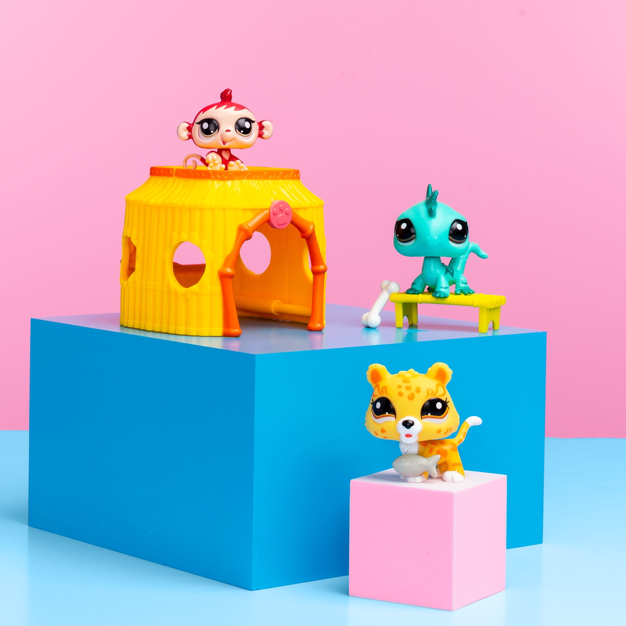 Littlest Pet Shop, Safari Play Pack - Gen 7, Pets #53,#54, #55, Authentic  LPS Bobble Head Figure, Collectible Imagination Toy Animal, Kidults, Girls