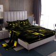 thumbnail image 1 of YST Geometric Neon Square Bed Sheets, Stereoscopic Geometry Sheet Set King Size Yellow Black Neon Lights Sheets Modern Abstract Grid Bedding Set For Kids Teens Adult Women Bedroom, 1 of 6