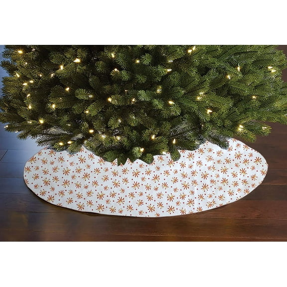 Cotton Print Holiday Tree Skirt 42" Round Firework Sparks