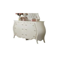 Handcrafted Dresser - Pearl White Storage Chest with Knobs & Tapered Legs