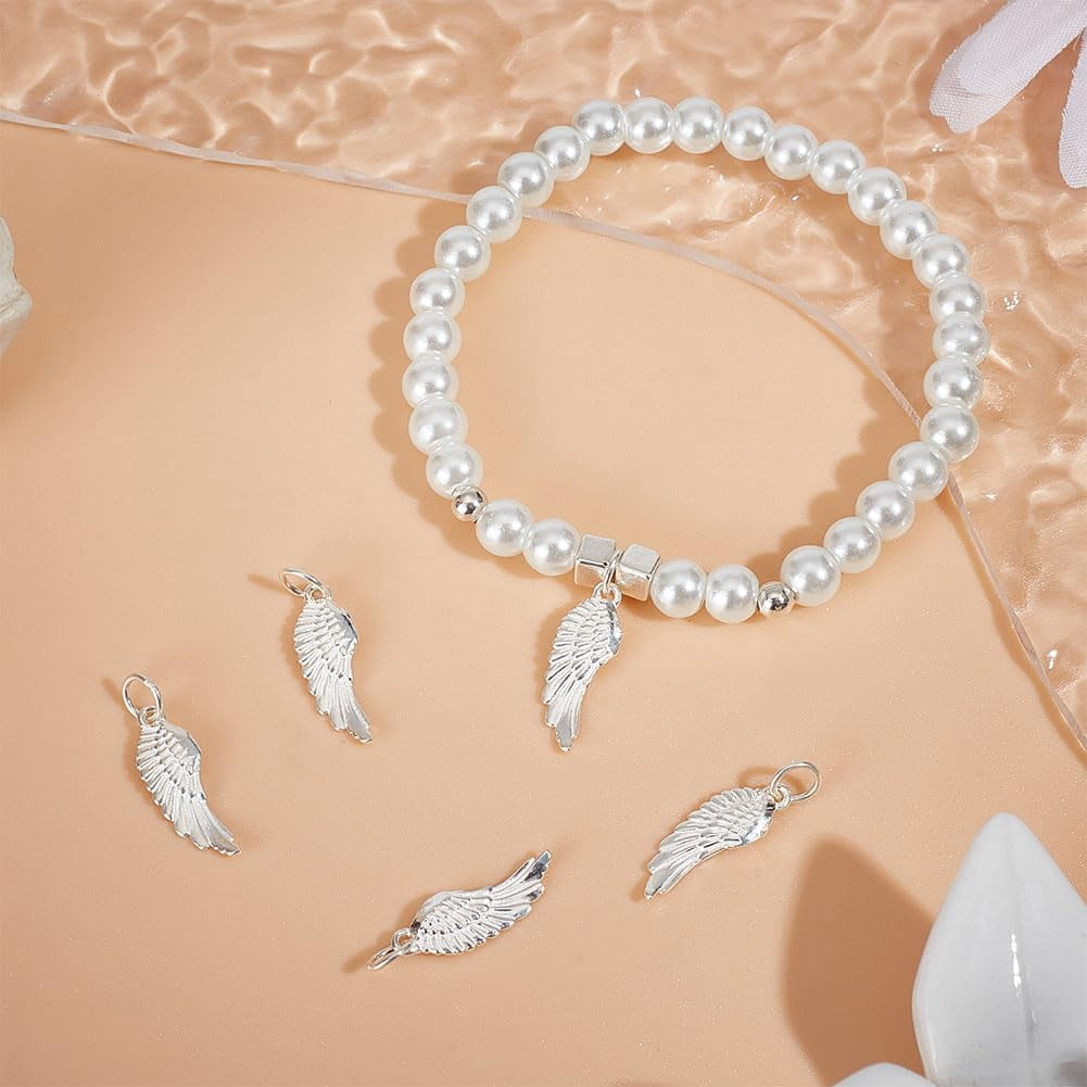 1 Box 5Pcs 925 Sterling Silver Pendants Wing charms with Jump Rings Silver Metal charms Pendants DIY for Necklace Bracelet Earrings Jewelry Making and Crafting on Anniversary Mother's Day diy