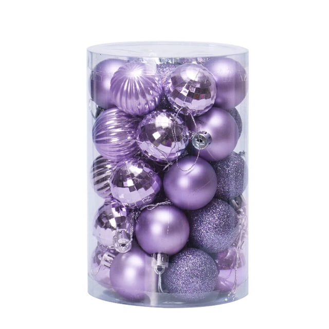 xihome Juego de 34 adornos navideños de plstico de 4 cm para rbol de Navidad con purpurina