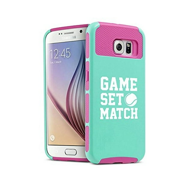 For Samsung Galaxy S6 Edge Shockproof Impact Hard Soft Case Cover Game Set Match Tennis Teal Hot Pink Walmart Com