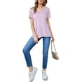 thumbnail image 4 of Mint Plus Pink - Solid V-Neck Casual Tops - Luxuriously Comfortable Tri- Blend Delight, 4 of 5