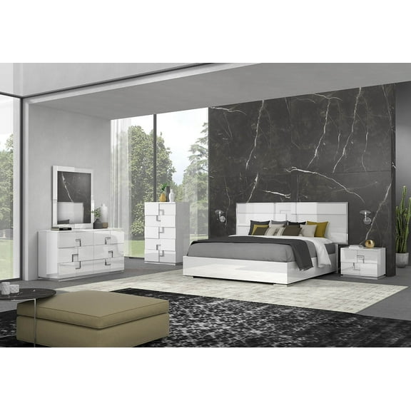 J&M Furniture Infinity Premium Bedroom with 6 piece king bed, chest, dresser, mirror and 2 nightstand, king bedroom set