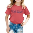 thumbnail image 1 of PMVFHDE Hauts Basiques pour Filles Hauts d'Été Tendance Manches Courtes Imprimé Col Rond T-Shirt Rouge Pastèque, 12-13 Ans, 1 of 5