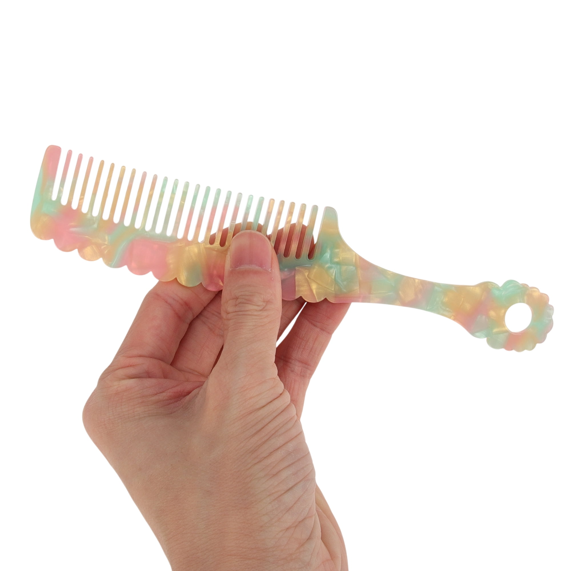 Unique Bargains 1 Pc Fashion Handle Wavy Hair Comb for All Hair Types Styles Pink, Green