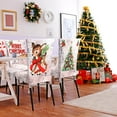 thumbnail image 5 of Vintage Christmas Chair Covers Set of 6, Removable Washable Stretch Chair slipcover with Tree, Santa, Snowman, Elk for Dining, Hotel, Wedding(Wood,Merry Christmas), 5 of 6