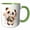 Green/White, variant on 3drose, Cute Panda Bear Holding Pink Flowers Illustration, 11oz Mug