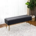 thumbnail image 5 of Homebeez Ottoman Bench, End of Bed 44" Velvet Indoor Window Upholstered Padded Bench with Metal Legs for Bedroom, Entryway, Dark Grey, 5 of 12