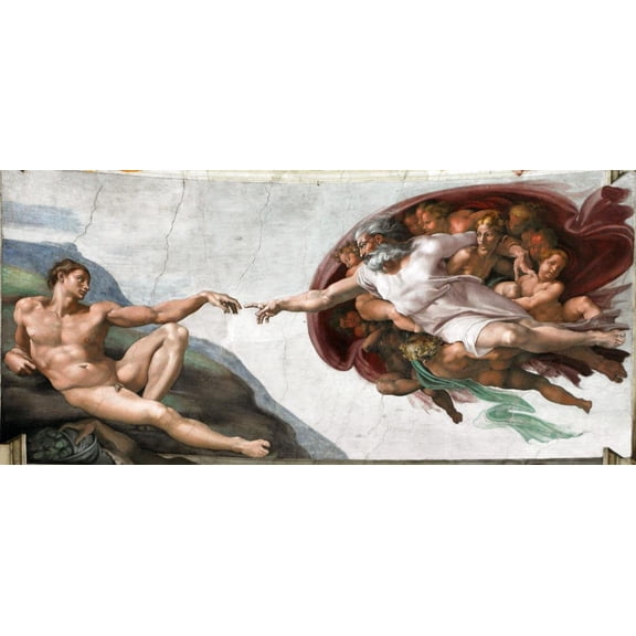 43"x20" Fine Art Quality Poster: Michelangelo Buonarroti La Creazione di Adamo