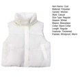 thumbnail image 7 of Winter Women Vest Coat Thickened Padded Zipper Closure Stand-up Collar Sleeveless Solid Color Winproof Heat Retention Outdoor Down Coat, 7 of 7