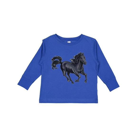 Inktastic Beautiful Galloping Black Horse Boys or Girls Long Sleeve Toddler T-Shirt