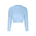 thumbnail image 5 of Qetyuw Cropped Sweaters for Women Solid Color Ribbed Knitted Long Sleeve Sweater Chunky Casual Crew Neck Pullover Jumper, 5 of 6