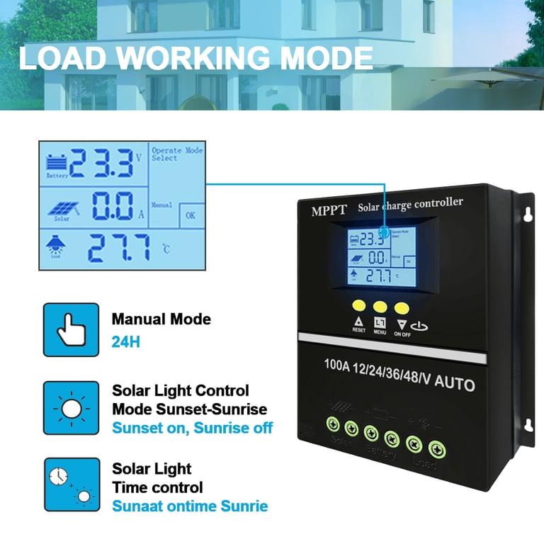 Y&H Régulateur de charge solaire MPPT 100 A 12V 24V 36V 48V Écran LCD Batterie Régulateur intelligent Max 100V Entrée double USB pour plomb-acide/lithium Y&H Régulateur de charge solaire MPPT 100 A 12V 24V 36V 48V Écran LCD Batterie Régulateur intelligent Max 100V Entrée double USB pour plomb-acide/lithium